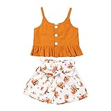 Carolilly Kleinkind Bekleidungssets Baby Mädchen Outfits Sommer Kleidung Mädchen 2PCS Sommer Outfits Set Mädchen (Braun A, 18_months, 100)