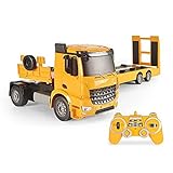 Kioiien RC LKW-Fernbedienung Flachbettanhänger 2.4GHz groß RC Engineering Fahrzeugmodell Transporter Cargo Truck Spielzeug Elektrische Multifunktionswagen mit Licht- und Sound Spielzeug Geschenk