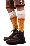 shoperama Kniestrümpfe mit Bier Druck Socken Herren Damen Strümpfe Karneval Verkleidung Party lustig Oktoberfest, Größe:43-46