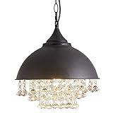 HJJLY Postmoderne Regentropfen Kristall-Kronleuchter Beleuchtung, Metall-Kronleuchter Deckenleuchten Mit Schwarzem Schirm, LED-Deckenleuchte Pendelleuchte Für Wohnzimmer,Rusty