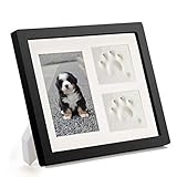 Hundepfote tattoo pfotenabdruck set hund Bilderrahmen - Kaninchen Hund tierpfote 3D Pfotenabdruck, Formschaum ohne Gips für Tiere, Fotorahmen Pfote Abdruck Hase Katze (Schwarz)