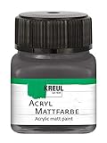 Kreul 75276 - Acryl Mattfarbe, graphitgrau im 20 ml Glas, cremig deckende, schnelltrocknende Farbe auf Wasserbasis, für viele verschiedene Untergründe geeig