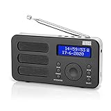 August MB225 - Tragbares Radio mit DAB+ / DAB/FM RDS-Funktion 40 Presets digitaler Radiowecker Stereo/Mono Digitalradio mit Sleeptimer Doppelalarm Snooze und wiederaufladbare B