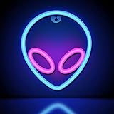 Alien-Neonschilder LED-Neonlichter für Wanddekoration, USB/batteriebetriebene Neon-Nachtlichter für Schlafzimmer, Kinderzimmer, Bar, Festival, Geburtstag, Hochzeitsfeier, Weihnachten (gelb + rosa)