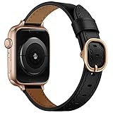 Kompatibel mit Apple Watch Series 1/2/3/4/5/6/7/SE Uhrenarmbändern, echtes Leder, 38 mm, 40 mm, 41 mm, 42 mm, 44 mm, 45 mm, 38/40/41mm,