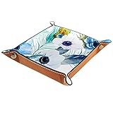 Valet Tray Catchall Tray Schreibtisch Organizer für Herren Damen Schlüsselablage für Tischmünzenreinigung Pfau-Leder und Blume für Büro zu H