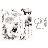 ECMQS Eichhörnchen Vogel 1 Satz DIY Stanzschablonen Und Stempel Scrapbooking Stanzmaschine Schablonen Stanzformen Für DIY Scrapbooking Fotoalbum Dek