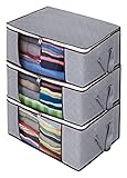 Kleideraufbewahrungsbox Faltbare Aufbewahrungstasche, Set von 3 großen faltbaren Kleidung Organizer, klare Fenster- und Tragegriffe, ideal for Kleidung, Decken, Schränke, Schlafzimmer und mehr Aufbew
