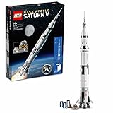 LEGO 92176 Ideas NASA Apollo Saturn V Weltraumrakete und Fahrzeuge, Raumschiff Bauset für Sammler, mit Display