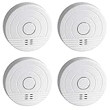 SEBSON Rauchwarnmelder 5 Jahres Batterie, DIN EN 14604, fotoelektrischer Rauchmelder GS536GC, Brandschutz, 4er Pack
