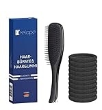 FELOPE Premium Haarbürste Damen Herren inkl. 6 Haargummis, Deutsche Marke, Anti-Haarbruch Bürste 2022, innovatives Konzept Splissbürste, Langhaarbürste 3.0