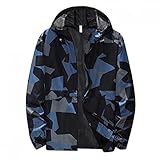 WXZZ Softshelljacke Herren Leichte Übergangsjacke Wanderjacke Outdoorjacke Mit Kapuzen und Atmungsaktives Innennetz, Winddicht Wasserdicht Funktionsjacke Herbst Bedruckte Windbreaker Sportjack