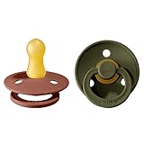 BIBS Colour Schnuller 2er-Pack, BPA-frei, Kirschform Nippel. Naturkautschuk / Latex, Größe 1 (0-6 Monate), Woodchuck / Hunter G