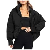 Kurze Daunenjacke Damen ohne Kapuze Leicht Winter Schwarz Weiß Winterjacke Wintermantal Winterparka Übergangsmantel Parka Mantel Fleecejacke Steppjacke Outdoorjacke Softshelljacke Übergangsjack