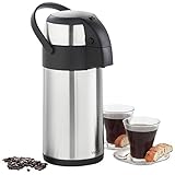 VonShef Edelstahl Pump-Isolierkanne-Thermoskanne Airpot für Tee, Kaffee und Suppe (3L) Druckknopf Thermosflasche, Isolierflasche und Thermo F