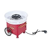 HOMCOM Zuckerwattemaschine Zuckerwattegerät 450-550 W Zuckerwatte 2 Heizröhren mit 10 Stäbchen Edelstahl Alu (Modell 2/Rot)