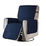 LUBENWEI Sesselschoner mit Taschen,1 Sitzer Relaxsessel Sesselauflage Fernsehsessel Sesselüberwurf Ruschfest und Antifouling,Wasserdicht Sesselschutz für Hunde Haustieren (Color : Navy, Size : Small)