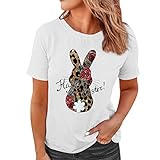 Lässige Damen Mode mit kurzen Ärmeln und Osterdruck T-Shirt Top Bluse,Mode lässiges Oberteil Plus-Size-Shirt bedrucktes T-Shirt Blouse mit Rundhalsausschnitt Leinenhemd Eay