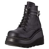 cynllio Modische Schlangenleder-Plattform-Kampfstiefeletten für Damen, Schnürstiefel, Winterstiefel, Motorradstiefel, Schwarz , 39.5 EU
