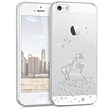 kwmobile Hülle kompatibel mit Apple iPhone SE (1.Gen 2016) / 5 / 5S - Handyhülle Silikon Case - Einhorn Silber Transp