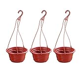 DOITOOL 3 Stück Kunststoff-Hängekörbe, Balkonhaken, Blumentopfkorb, Zaun, Geländer, Wand-Pflanzgefäß, Pflanzgefäß für den Innen- und Außenbereich, dunk