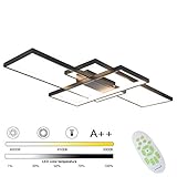 Modern Dimmbar LED Deckenleuchte Wohnzimmerlampe 95W Rechteckig Design Schlafzimmerlampe mit Fernbedienung Metall Acryl Deckenlampe 220V Esszimmer Restaurant Innenbeleuchtung 3000K-6000