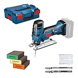 Bosch Professional 18V System Akku Stichsäge GST 18 V-LI S (kompatibel mit Bosch Click&Clean System, inkl. 3x Sägeblätter, 3x Schwämme, ohne Akkus und Ladegerät, in L-BOXX 136) - Amazon Exclusive S