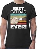 Katzenbesitzer Geschenk Katze - Best Cat Dad Ever - Vintage weiß - XXL - Schwarz - Tshirt Katze Herren - L190 - Tshirt Herren und Männer T-S