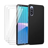 SCDMY Handyhülle für Sony Xperia 10 III Lite Hülle + [3 Stück] Panzerglas Displayfolie Schutzfolie, Weich Black Schutzhülle Starker Schutz Silikon Case Cover TPU Schale (6.0')-Schw
