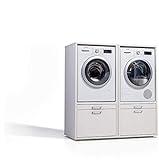 Der Waschturm • 2x Waschmaschinenschrank mit Ausziehbrett & Schublade • HBT: 146 x 134 x 65 cm • TÜV-zertifiziert • stab