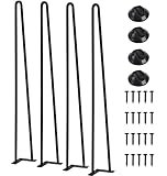 O·Lankeji 4 Stück Haarnadel Tischbeine Möbelfüße Metall Tischgestell Haarnadelbeine Möbelbein Austauschbare Möbelfüße für Esstisch Couchtisch Schreibtisch Arbeitstisch Durchmesser 10 mm Schw