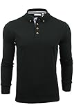 Xact Herren-Poloshirt, Piqué-Stil, langärmelig, Schwarz , 3XL