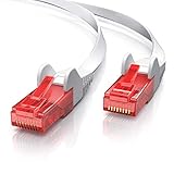 CSL - 20m Cat 6 Netzwerkkabel Flach - Gigabit Ethernet LAN - RJ45 Kabel Flachbandkabel Verlegekabel - 10 100 1000 Mbit s - Patchkabel Flachkabel - Kompatibel zu Cat.5 Cat.5e Cat.6 - weiß