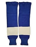 zechy Hockey Socks Knit Youth/Mens/Seniors sizes (Blue White, numeric_32)