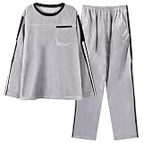 TTCI-RR Schlafanzug Winter dicke warme Männer Coral Fleece Pyjamas Set Langarm Rundhalsausschnitt Lose Weiche Plus Größe Männliche Lounge HomeWear Anzüge Pyjama (Color : A, Size : M)