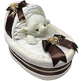 Großes Windelbettchen Schmuseschäfchen Wolke. Geschenk zur Taufe Geburt Windeltorte für Mädchen oder Jungen(Schäfchen Wolke)