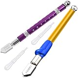 WEKON 2 Pcs Professioneller Schwerlast Glasschneider, 4-15mm für dickes Glas, Bearbeitung von Buntglas, Fliesen, Glaskunst, Spiegel, Metallschneidkopf und Legierung Griff (mit Tropfer)
