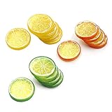 Duoduoyun30 stücke Gefälschte Zitronenscheibe Garnieren Künstliche Frucht Faux Food Haus Dekoration (Rot Grün Gelb, Jede Farbe 10 Stücke)
