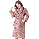 DHDHWL Bademantel Übergröße M-3XL. Winter Kimono Roben for Frauen Flanell gesteppte Bademantel Lange Roben Weibliche Longue Dressing Gown Bridesmaid Robe (Color : A, Size : XXL)