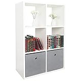 RICOO Standregal (WM079-WM) 107 x 73 x 33 cm Holzregal Weiß Matt Bücherregal Organizer Bücherschrank Raumteiler Pflanzenregal W