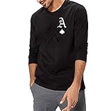 T-Shirt Herren Rundhals Mode Drucken Langarmshirt Herren Loose Trend Lassig Shirt Herren Frühling Herbst Komfortabel Sanft Klassisch Pullovers Herren VB11 XXL