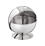 APS Zuckerkugel, Zuckerdose mit Rolldeckel, Edelstahl Zuckergefäß mit Deckel, 14 x 14 cm, Höhe 14