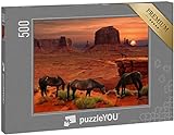 puzzleYOU: Puzzle 500 Teile „Pferde am John Ford's Point, Monument Valley Tribal Park, Arizona, USA“