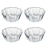 4er Set Soufflé Förmchen aus Borosilikatglas Mini Backformen Ofenfest Auflaufformen Blumenform Glasschalen für Zubereitung von kleinen Kuchen, Gratins - Spülmaschinen,- und Mikrowellengeeig