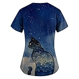 GODKS Schlupfkasack Damen Kasack Kurzarm Tunika V-Ausschnitt Kasacks Pflege Motiv Medizinische Uniformen mit Pocket Lässige Oberteile Blusen Top