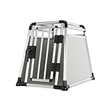 Gegaden Hunde Transportbox Hunde Autotransportbox ALU Hunde Box für den Transport MDF Platten Aluminium Hunde Autobox 1 Türig Hunde Transportbox Gitterbox Welpen Transportbox (81*56*65cm)