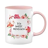 Flamingo Tasse - Ich Hasse Menschen - Kaffeetasse - lustige Tassen - witzige Tassen - rosa T