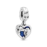 Disney Lady and the Tramp sterling silver dangle with clear cubic zirconia and shimmering b