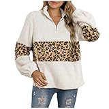 GFGHH Damen Sweatshirt Pullover Casual Langarmshirt Herbst Winter Stehkragen Jacken 1/4 Reißverschluss Tops Fleecepullover Leicht Oversize Fleecepulli Hoodie Teddyfell Flausch Plüschp