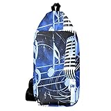 Umhängetasche, Gürteltasche Umhängetasche Geldbörse Satchel Umhängetaschen Rucksack Sling Bag Reisen Wandern Musik Note Galaxy. für Männer und F